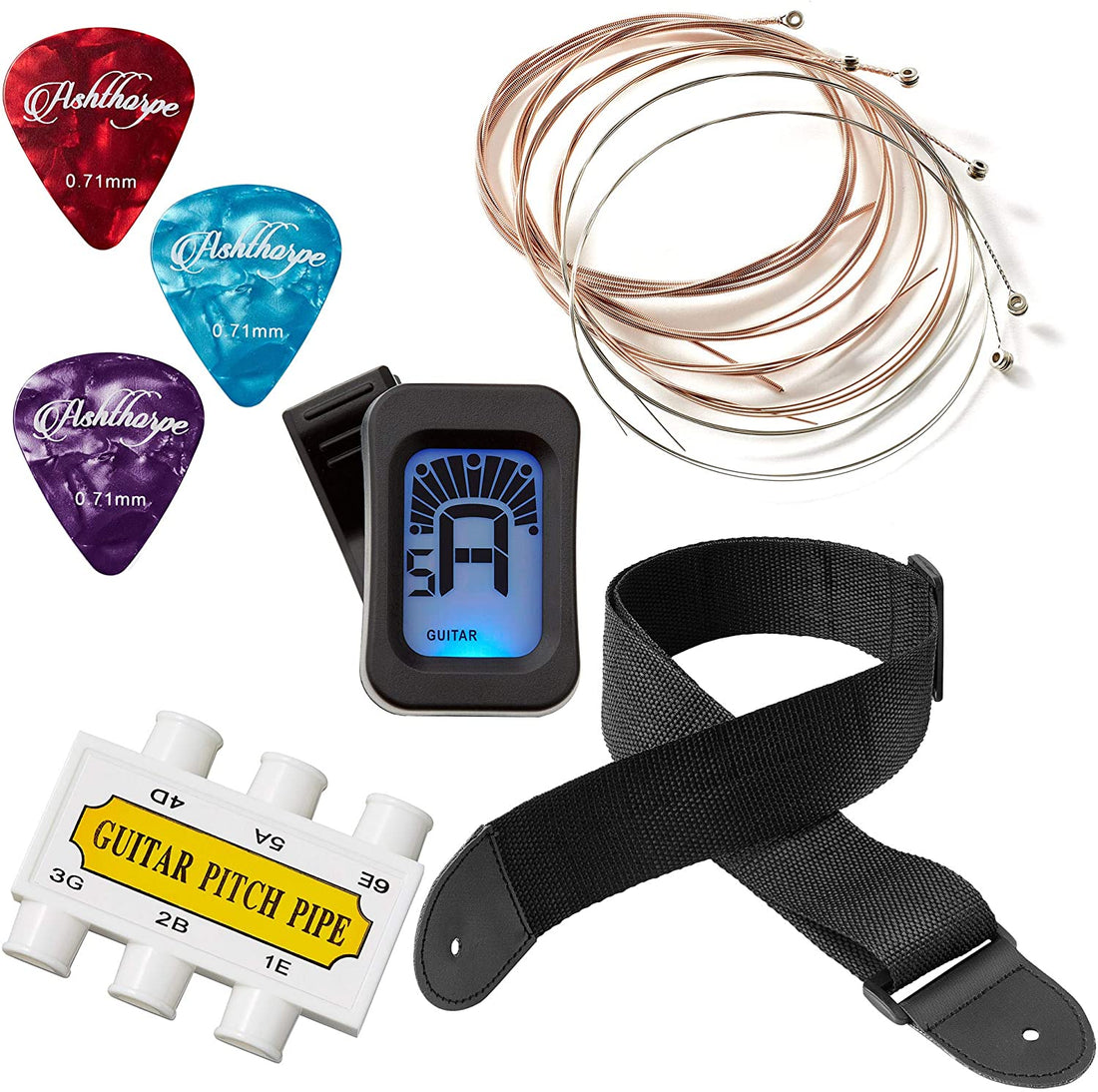 38-Inch Beginner Acoustic Guitar Package (Brown), Basic Starter Kit W/Gig Bag, Strings, Strap, Tuner, Pitch Pipe, Picks