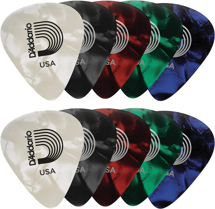 Celluloid Guitar Picks - Guitar Accessories - Guitar Picks for Acoustic Guitar, Electric Guitar, Bass Guitar - Natural Feel, Warm Tone - Assorted, Medium 0.70Mm, 10-Pack