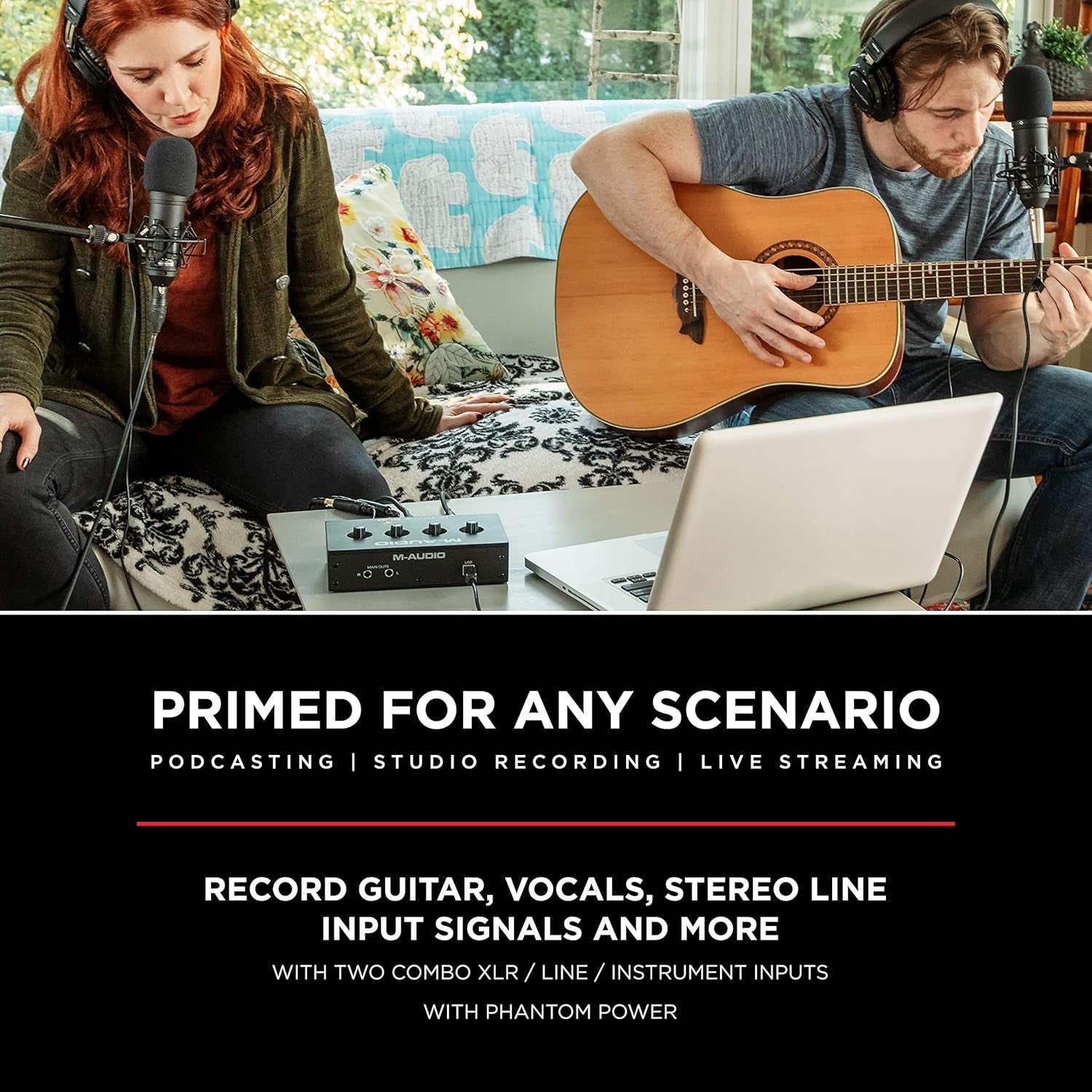 M-Track Duo – USB Audio Interface for Recording, Streaming and Podcasting with Dual XLR, Line & DI Inputs, plus a Software Suite Included