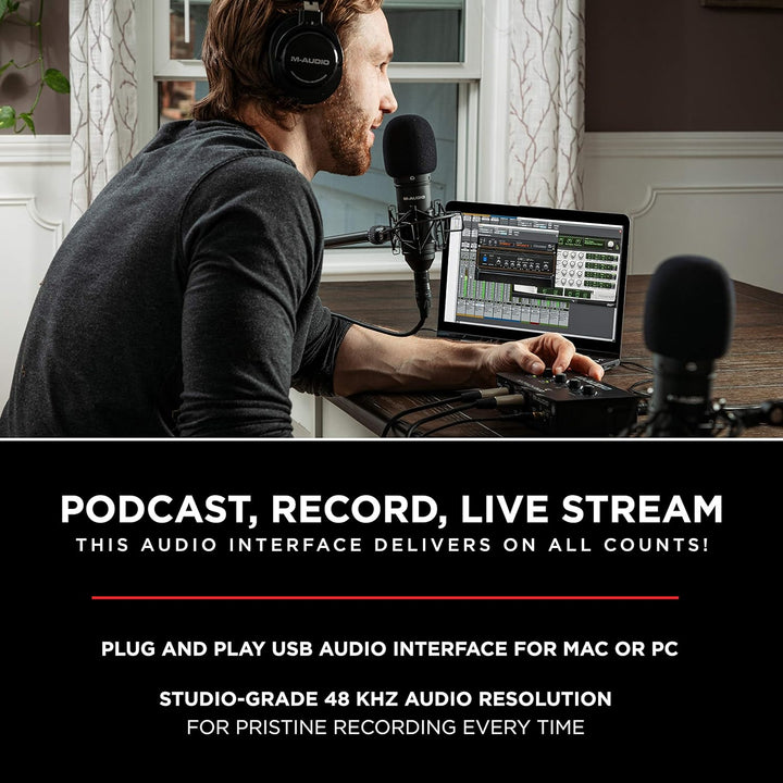 M-Track Duo – USB Audio Interface for Recording, Streaming and Podcasting with Dual XLR, Line & DI Inputs, plus a Software Suite Included