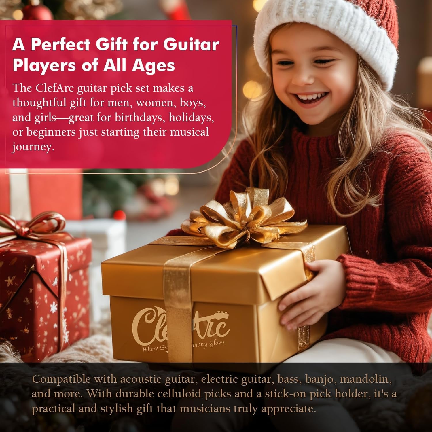 Guitar Wall Mount 2 Pack, White Guitar Wall Hangers, Guitar Picks, Pick Holder, Guitar Accessories, U-Shape Hardwood Guitar Hanger, Gifts for Guitarists, with 6 Assorted Guitar Picks