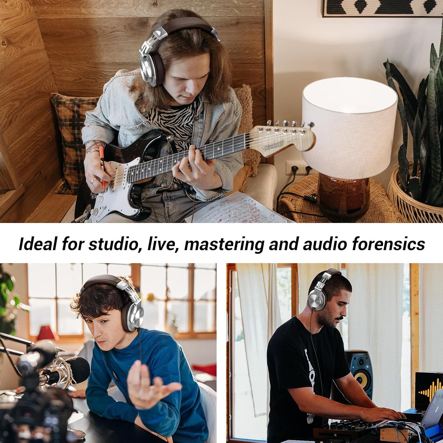 A70 Bluetooth over Ear Headphones, Wireless Headphones W/ 72H Playtime, Hi-Res, 3.5Mm/6.35Mm Wired Audio Jack for Studio Monitor & Mixing DJ E-Guitar AMP, Computer Laptop PC Tablet - Silver