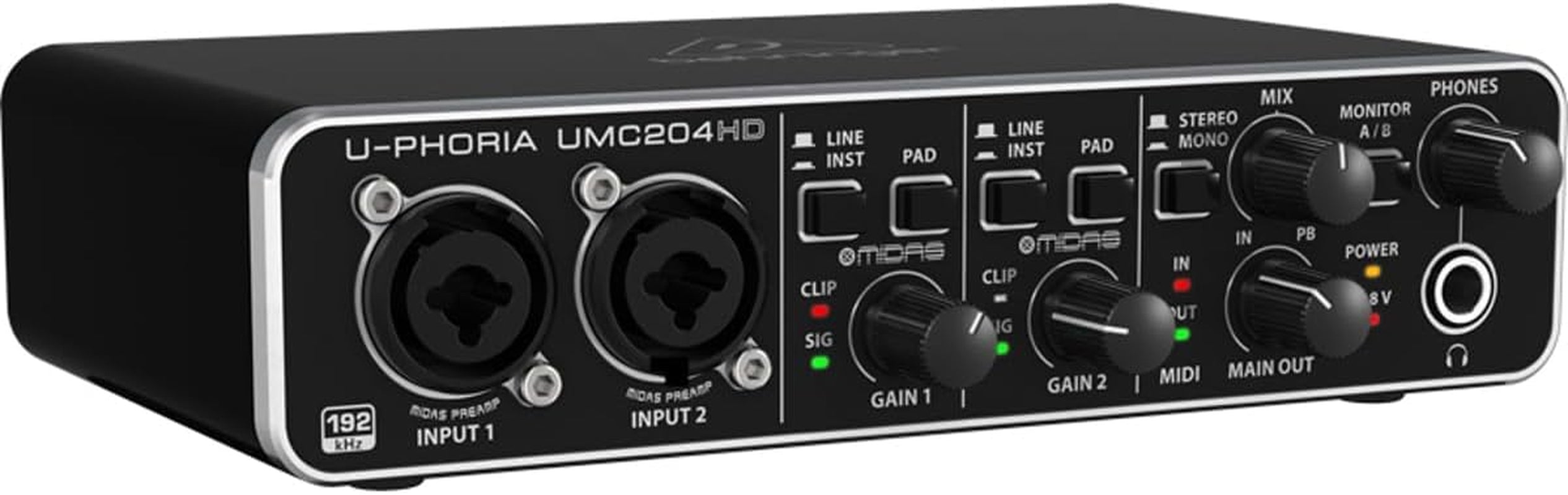 U-Phoria UMC204HD Audiophile 2X4 USB Audio/Midi Interface with MIDAS Mic Preamplifiers, 24-Bit/192Khz Resolution