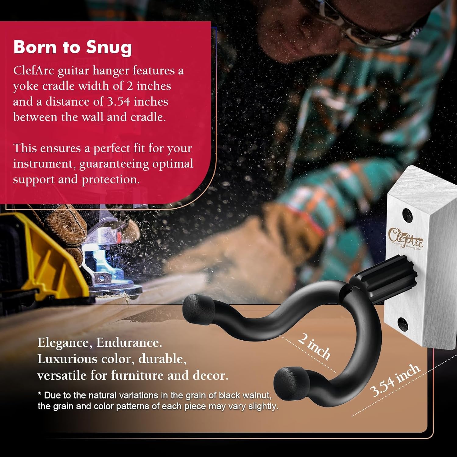 Guitar Wall Mount 2 Pack, White Guitar Wall Hangers, Guitar Picks, Pick Holder, Guitar Accessories, U-Shape Hardwood Guitar Hanger, Gifts for Guitarists, with 6 Assorted Guitar Picks