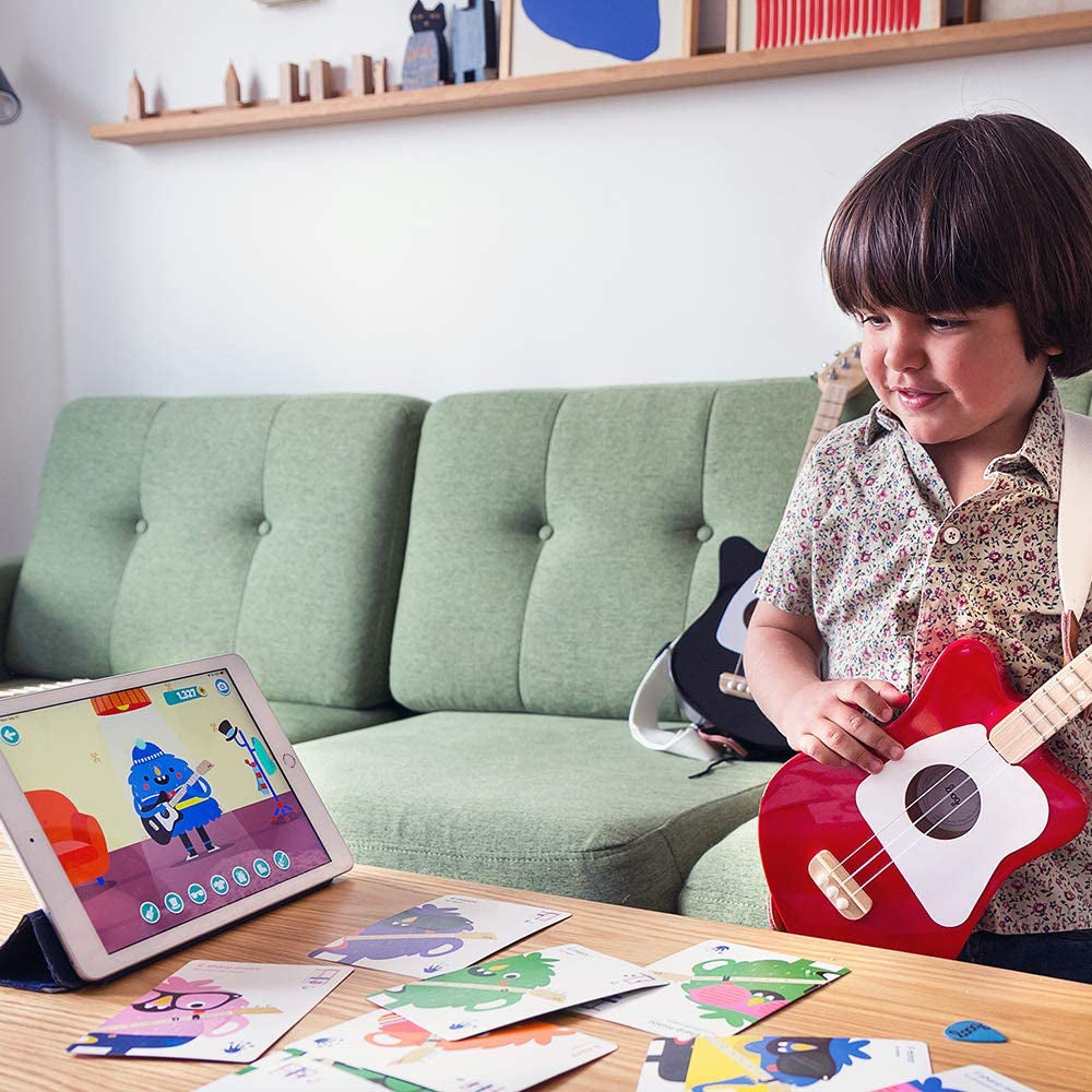 Mini Acoustic Kids Guitar for Beginners 3-Strings Ages 3+ Learning App and Lessons Included