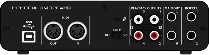 U-Phoria UMC204HD Audiophile 2X4 USB Audio/Midi Interface with MIDAS Mic Preamplifiers, 24-Bit/192Khz Resolution