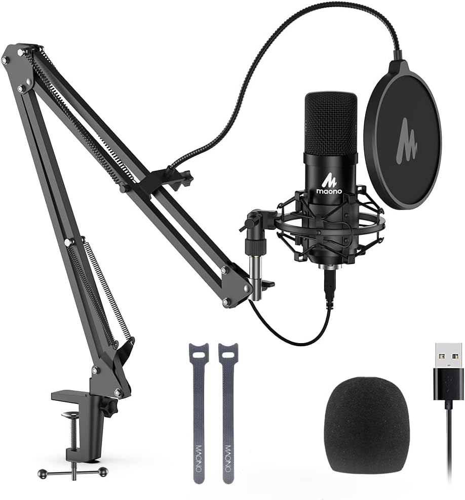 USB Microphone,  192Khz/24Bit Plug & Play PC Computer Podcast Condenser Cardioid Metal Mic Kit with Professional Sound Chipset for Recording, Gaming, Singing, Youtube (AU-A04)
