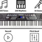 61 Key Keyboard Piano Stand with Pitch Bend Kit, Piano Bench, Headphones, Simply Piano App & Keynote Stickers