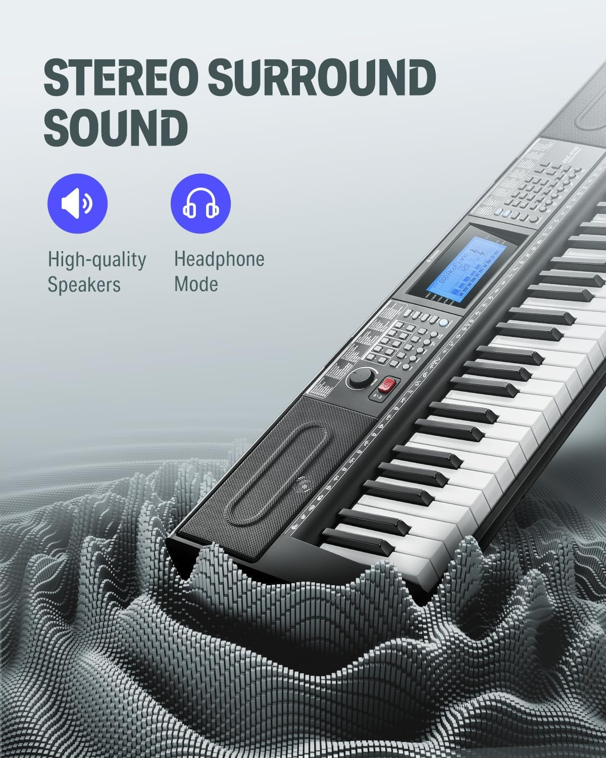 61 Key Keyboard Piano, Electric Piano Keyboard Kit with 249 Voices, 249 Rhythms - Includes Piano Stand, Stool, Microphone, Gift for Beginners, Black (DEK-610S)